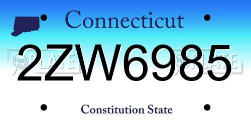 2ZW6985 Connecticut License Plate