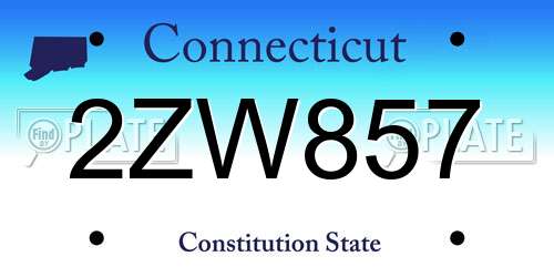 2ZW857 Connecticut License Plate