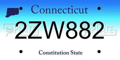 2ZW882 Connecticut License Plate