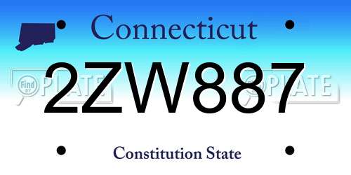 2ZW887 Connecticut License Plate