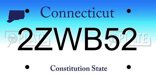 2ZWB52 Connecticut License Plate
