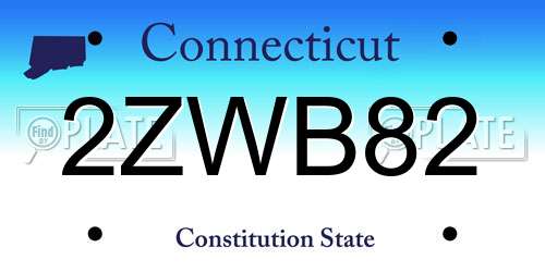 2ZWB82 Connecticut License Plate