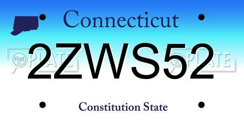 2ZWS52 Connecticut License Plate