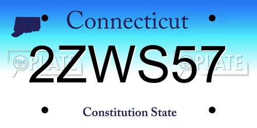 2ZWS57 Connecticut License Plate