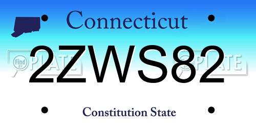 2ZWS82 Connecticut License Plate