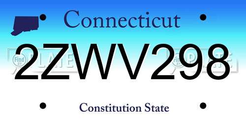 2ZWV298 Connecticut License Plate