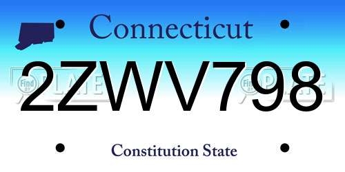 2ZWV798 Connecticut License Plate