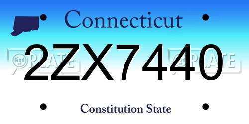 2ZX7440 Connecticut License Plate