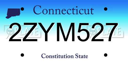 2ZYM527 Connecticut License Plate