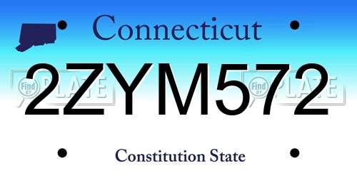 2ZYM572 Connecticut License Plate