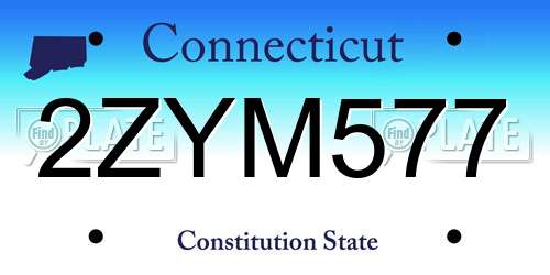 2ZYM577 Connecticut License Plate