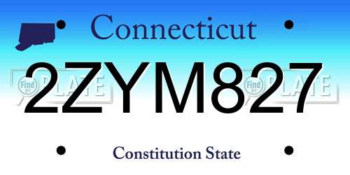 2ZYM827 Connecticut License Plate