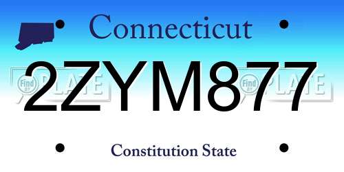 2ZYM877 Connecticut License Plate