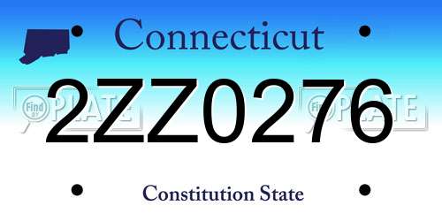 2ZZ0276 Connecticut License Plate