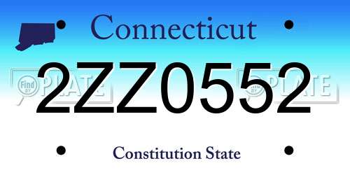 2ZZ0552 Connecticut License Plate