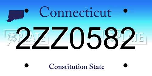 2ZZ0582 Connecticut License Plate