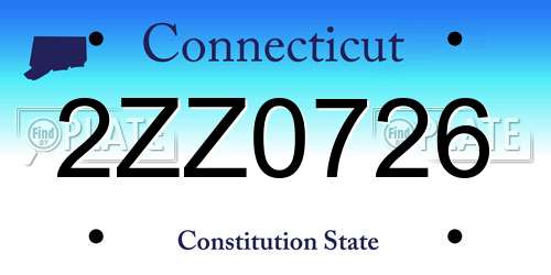 2ZZ0726 Connecticut License Plate