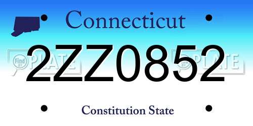 2ZZ0852 Connecticut License Plate