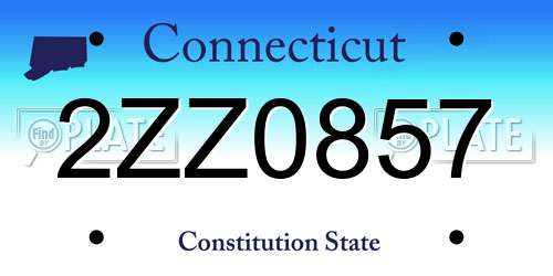 2ZZ0857 Connecticut License Plate
