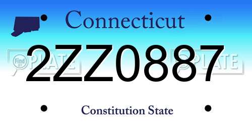 2ZZ0887 Connecticut License Plate