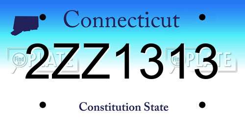 2ZZ1313 Connecticut License Plate