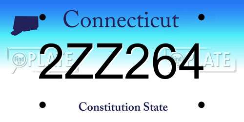 2ZZ264 Connecticut License Plate