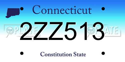 2ZZ513 Connecticut License Plate