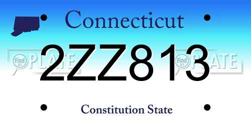 2ZZ813 Connecticut License Plate