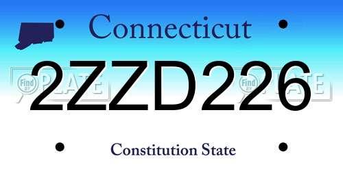 2ZZD226 Connecticut License Plate