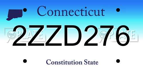 2ZZD276 Connecticut License Plate