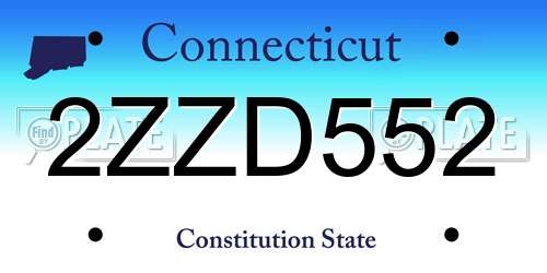 2ZZD552 Connecticut License Plate