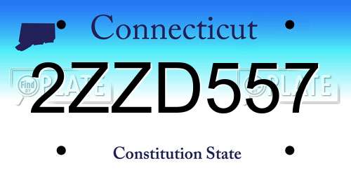2ZZD557 Connecticut License Plate