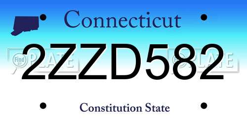 2ZZD582 Connecticut License Plate
