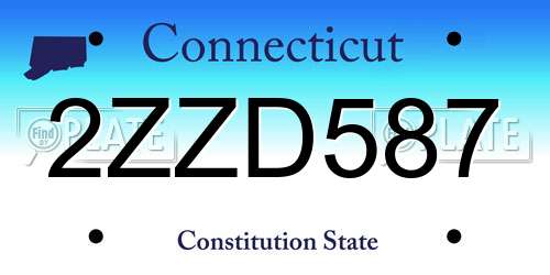 2ZZD587 Connecticut License Plate