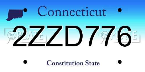 2ZZD776 Connecticut License Plate