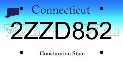 2ZZD852 Connecticut License Plate