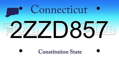 2ZZD857 Connecticut License Plate