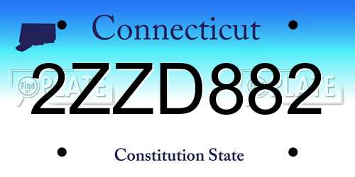 2ZZD882 Connecticut License Plate