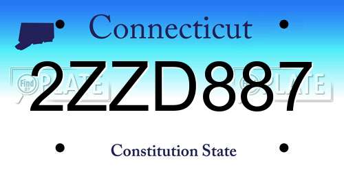 2ZZD887 Connecticut License Plate