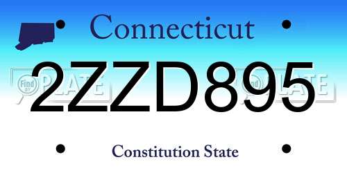 2ZZD895 Connecticut License Plate