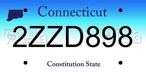 2ZZD898 Connecticut License Plate