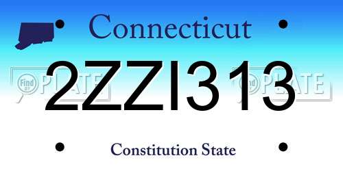 2ZZI313 Connecticut License Plate