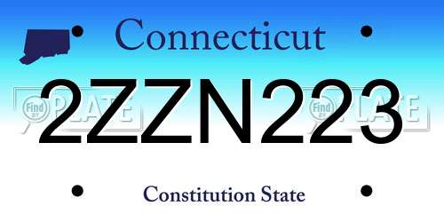 2ZZN223 Connecticut License Plate