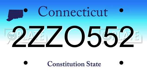 2ZZO552 Connecticut License Plate