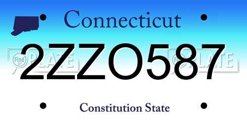 2ZZO587 Connecticut License Plate