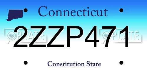 2ZZP471 Connecticut License Plate