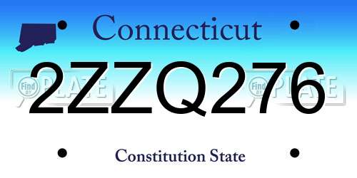 2ZZQ276 Connecticut License Plate