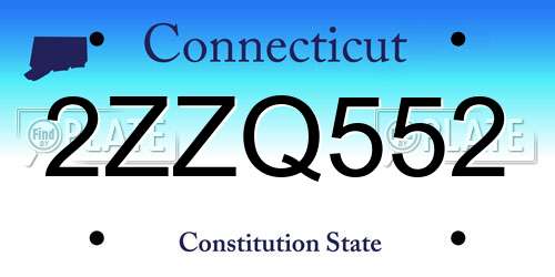 2ZZQ552 Connecticut License Plate