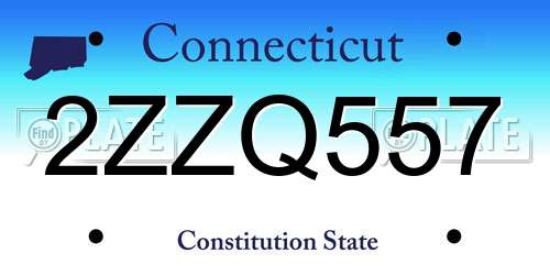 2ZZQ557 Connecticut License Plate