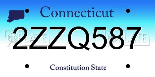2ZZQ587 Connecticut License Plate